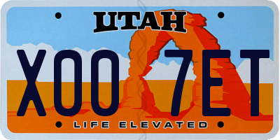 UT license plate X007ET