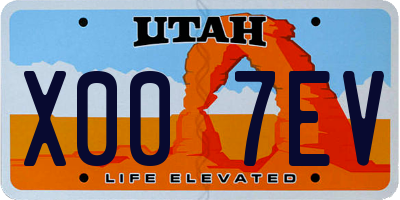 UT license plate X007EV