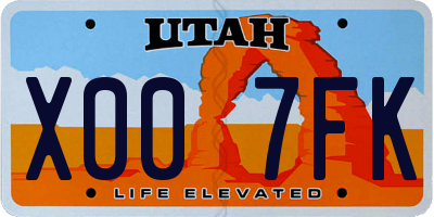 UT license plate X007FK
