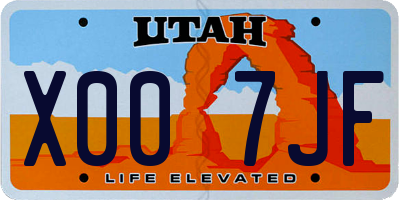 UT license plate X007JF