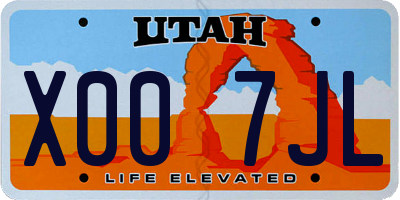 UT license plate X007JL