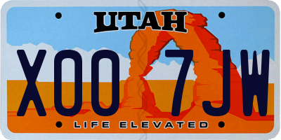 UT license plate X007JW