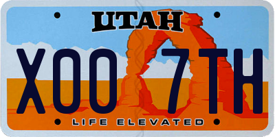 UT license plate X007TH