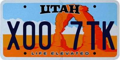 UT license plate X007TK