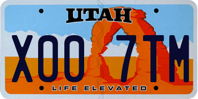 UT license plate X007TM