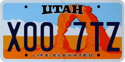 UT license plate X007TZ