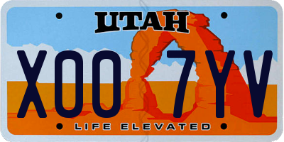 UT license plate X007YV