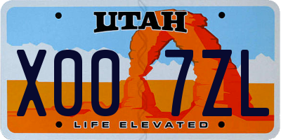 UT license plate X007ZL