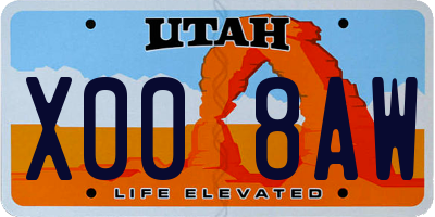 UT license plate X008AW