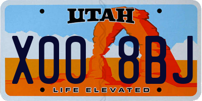 UT license plate X008BJ