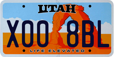 UT license plate X008BL