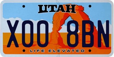 UT license plate X008BN