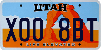 UT license plate X008BT