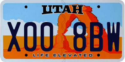 UT license plate X008BW