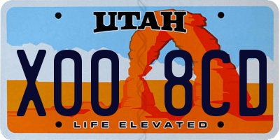 UT license plate X008CD