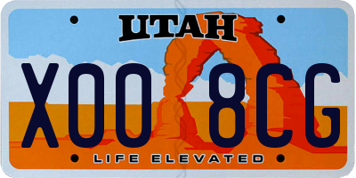 UT license plate X008CG