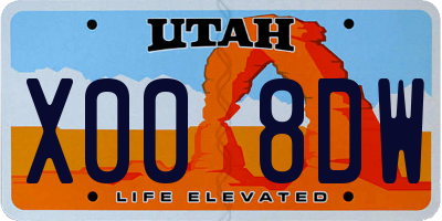 UT license plate X008DW