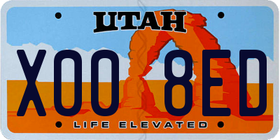 UT license plate X008ED