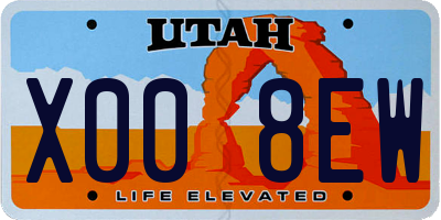 UT license plate X008EW