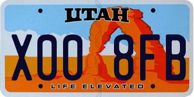 UT license plate X008FB