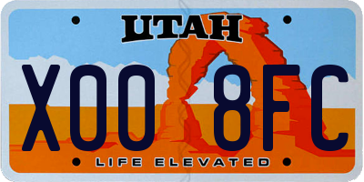 UT license plate X008FC