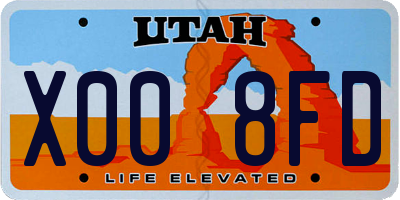 UT license plate X008FD
