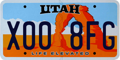 UT license plate X008FG