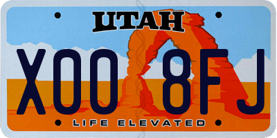 UT license plate X008FJ