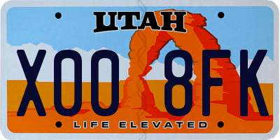 UT license plate X008FK