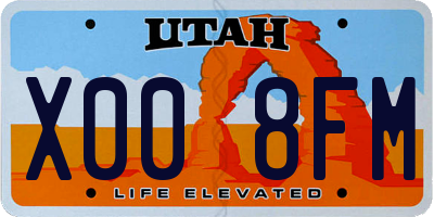 UT license plate X008FM