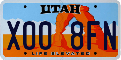 UT license plate X008FN