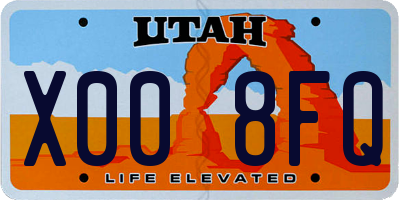 UT license plate X008FQ
