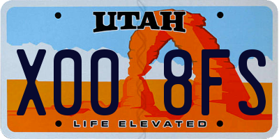 UT license plate X008FS