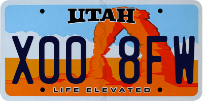 UT license plate X008FW