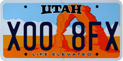 UT license plate X008FX