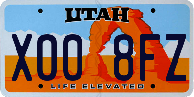UT license plate X008FZ