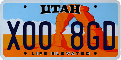 UT license plate X008GD