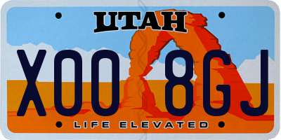 UT license plate X008GJ