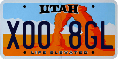 UT license plate X008GL