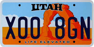 UT license plate X008GN