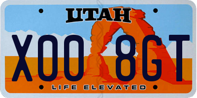UT license plate X008GT