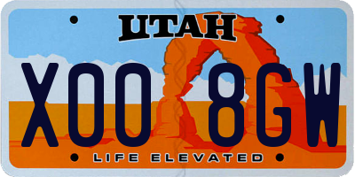 UT license plate X008GW