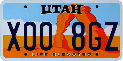 UT license plate X008GZ