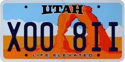 UT license plate X008II