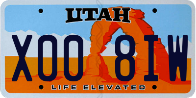 UT license plate X008IW