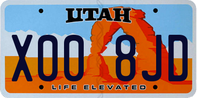 UT license plate X008JD