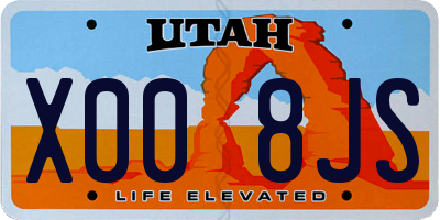 UT license plate X008JS
