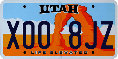 UT license plate X008JZ