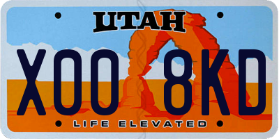 UT license plate X008KD