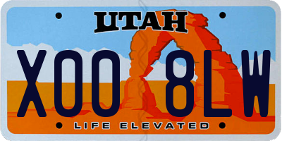 UT license plate X008LW